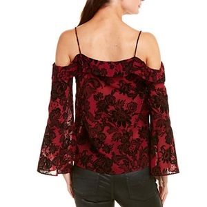 Anthropologie Moon River Floral Burnout Cold Shoulder Long Bell Sleeve Top. XS